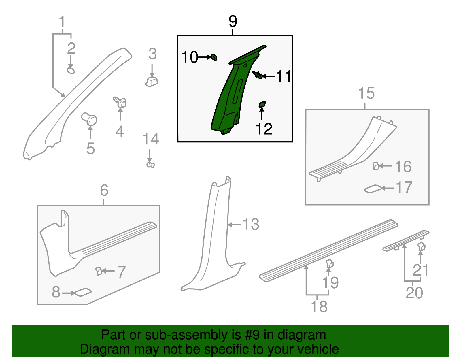 Molding Assembly, C/Pillar Upper Garnish *Granite Shal - GM (10391846)