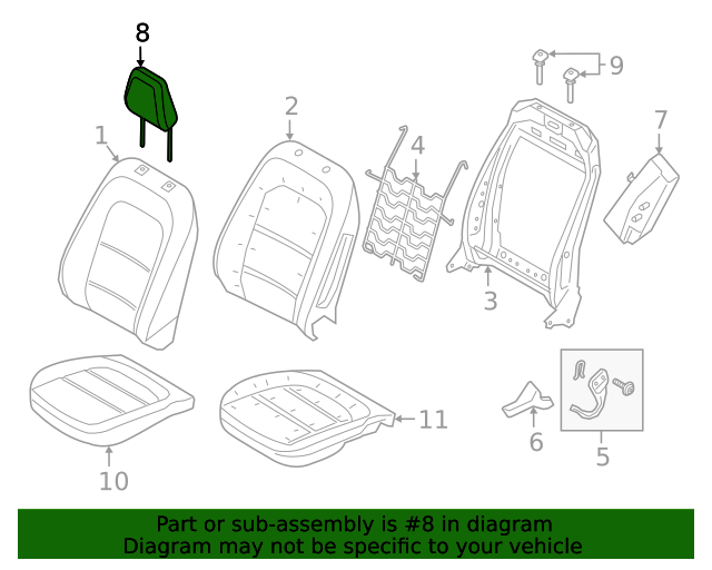 LJ6Z58611A08AF Headrest 20202022 Ford Escape Lasco Auto Parts