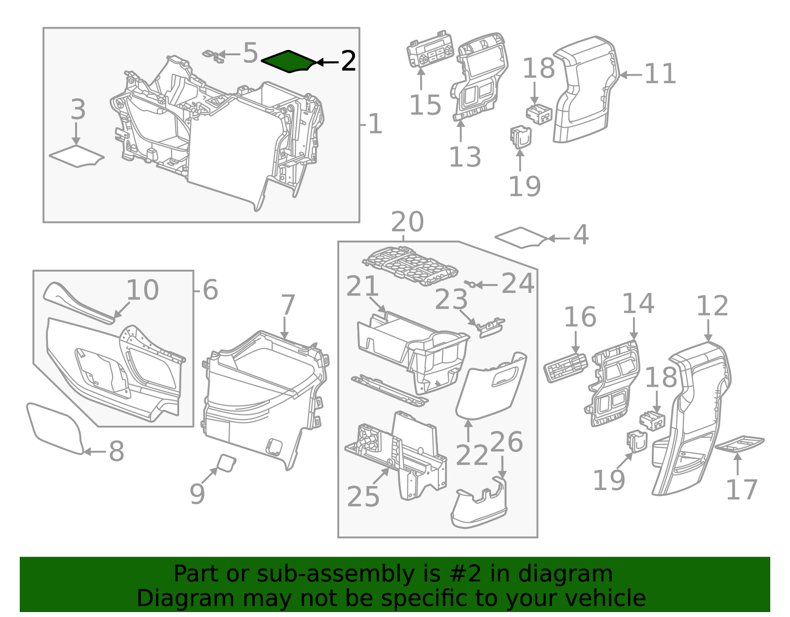 Black Front Floor Console Compartment Liner - GM (84308852)