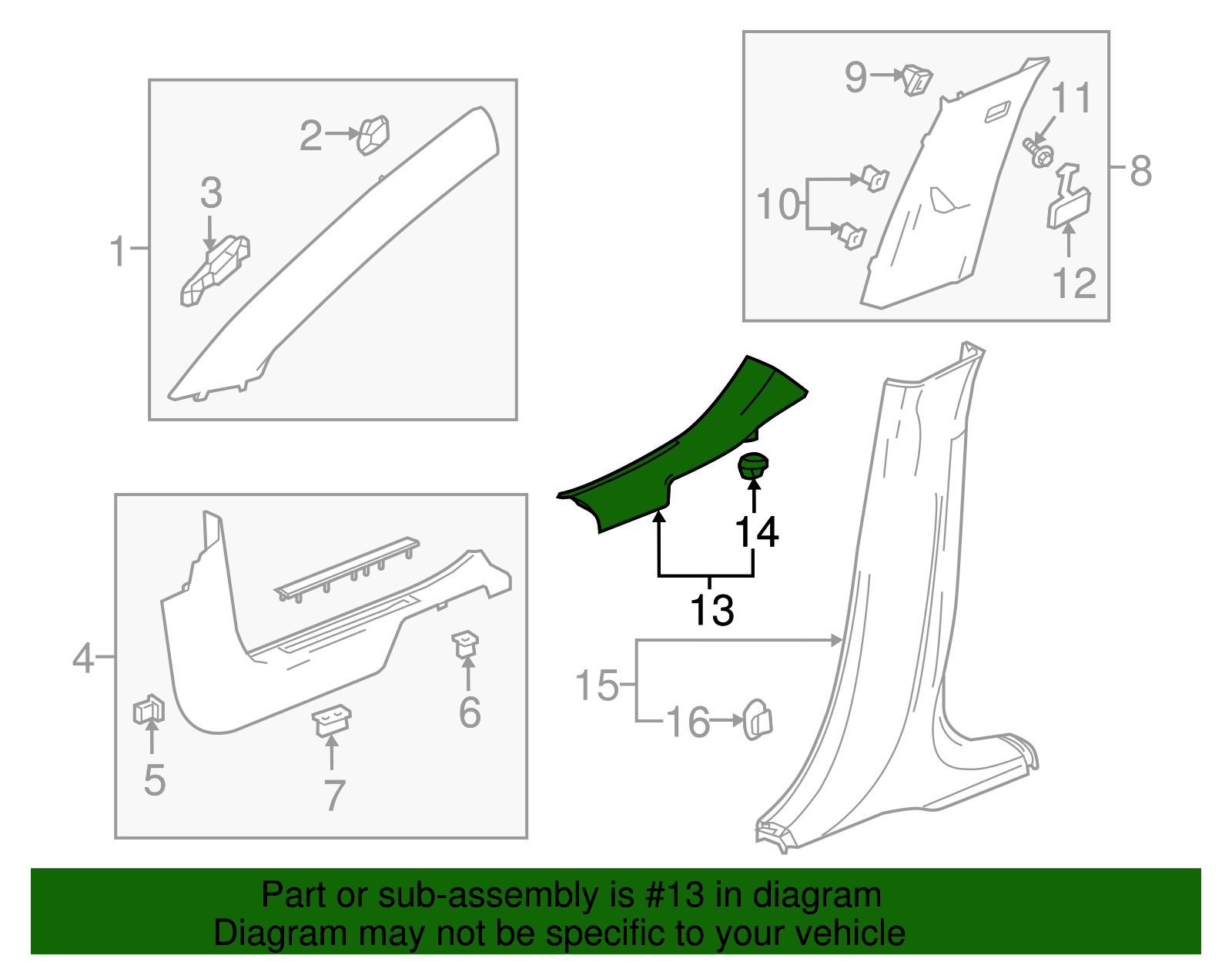 Black Rear Driver Side Door Sill Garnish Molding - GM (84445015)