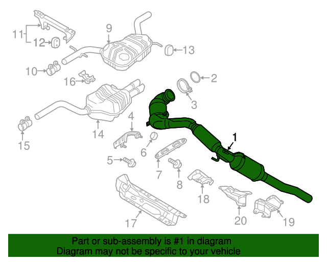 20162018 Volkswagen Jetta Catalytic Converter 5C0254501F QuirkParts