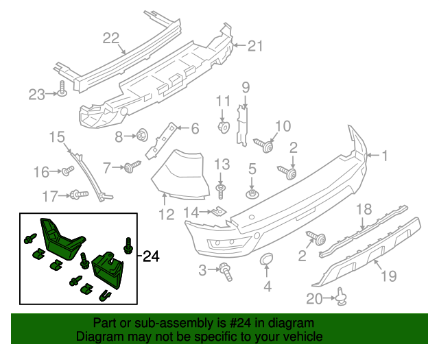 20182022 Ford EcoSport Splash Guards Molded Rear Pair JN1Z16A550