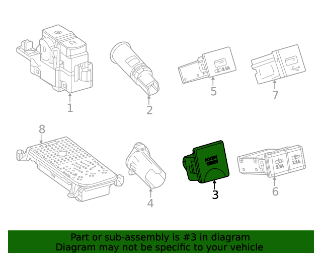 85531-62030 - 12 Volt Accessory Power Outlet 2021-2023 Toyota Mirai ...