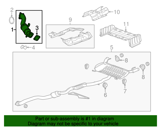3Way Catalytic Converter with Flanges, Bushing, Gasket, and Studs