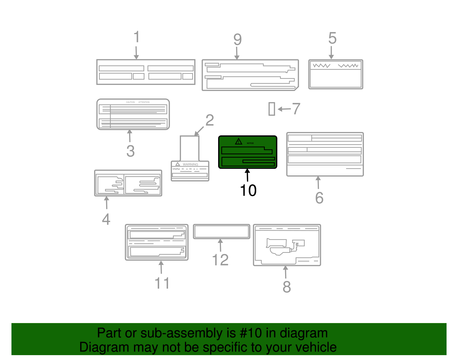 85539 R OEM Toyota Tire Info Label (85539-33010) – OEM Parts Department