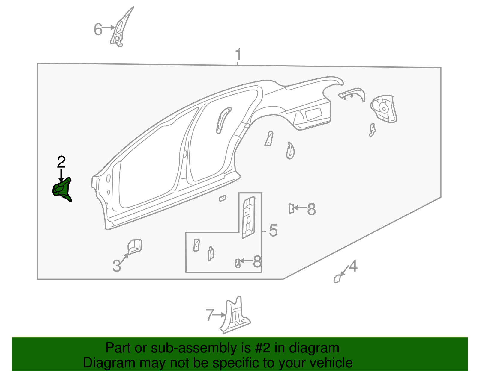 Passenger Side Body Side Frame Front Upper Extension - GM (25666434)