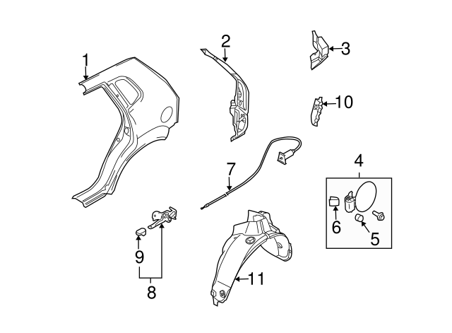 2006-2009 Hyundai Tucson Quarter Panel 71504-2EB12 | HyundaiParts.Online