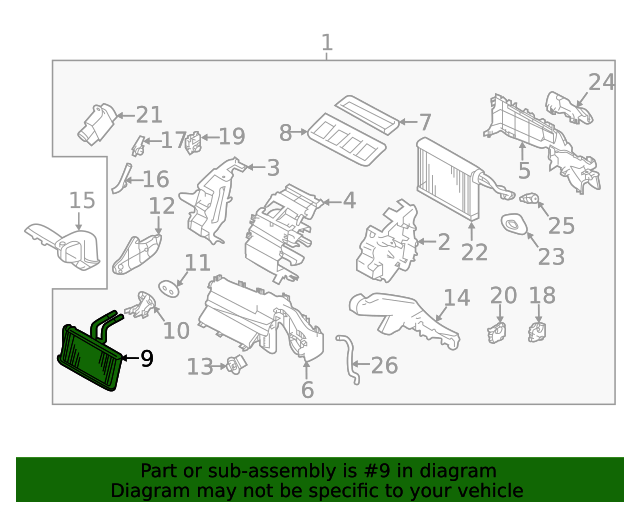 20182023 Subaru Crosstrek Heater Core 72130FL500 Subaru Parts Store