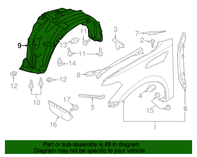 20172023 Nissan Armada Fender Liner 638401LA0B Nissan Parts Store