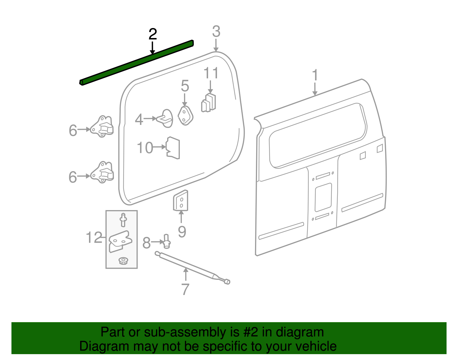 Weatherstrip, R/D Upper - GM (25962813)