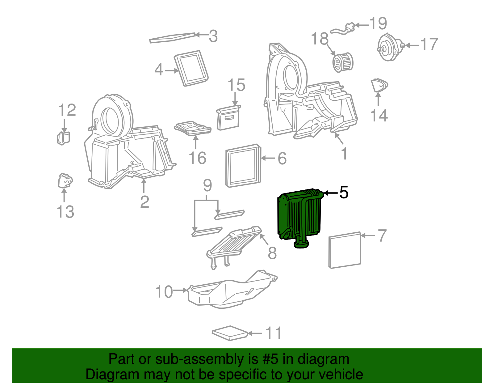 Air Conditioning Evaporator Core Kit with Seals - GM (89019348)