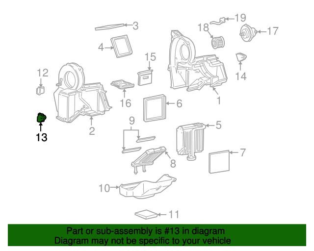 19962021 GM Heating and Air Conditioning Panel Mode Door Actuator