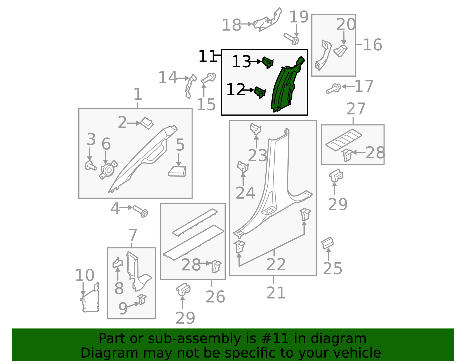 Upper Center Pillar Trim - Ford (HC3Z-2624347-AD)