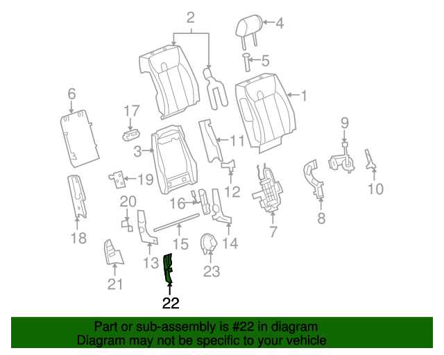 20062011 Cadillac DTS Seat Back Recliner Adjustment Mechanism Cover