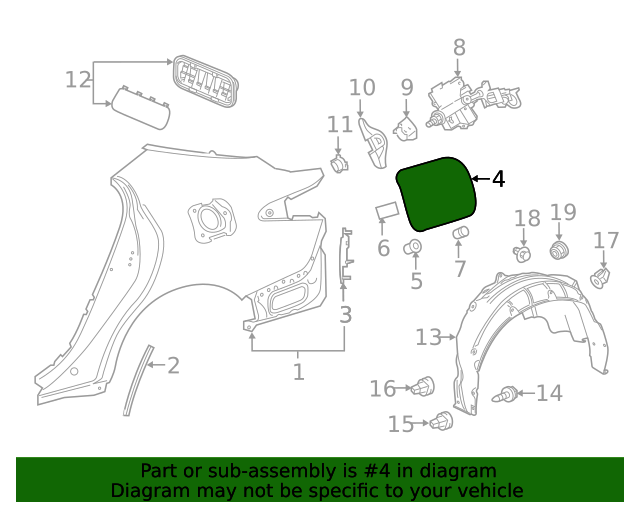 2018 Toyota Camry Fuel Door 7735033230 OEM Parts Online