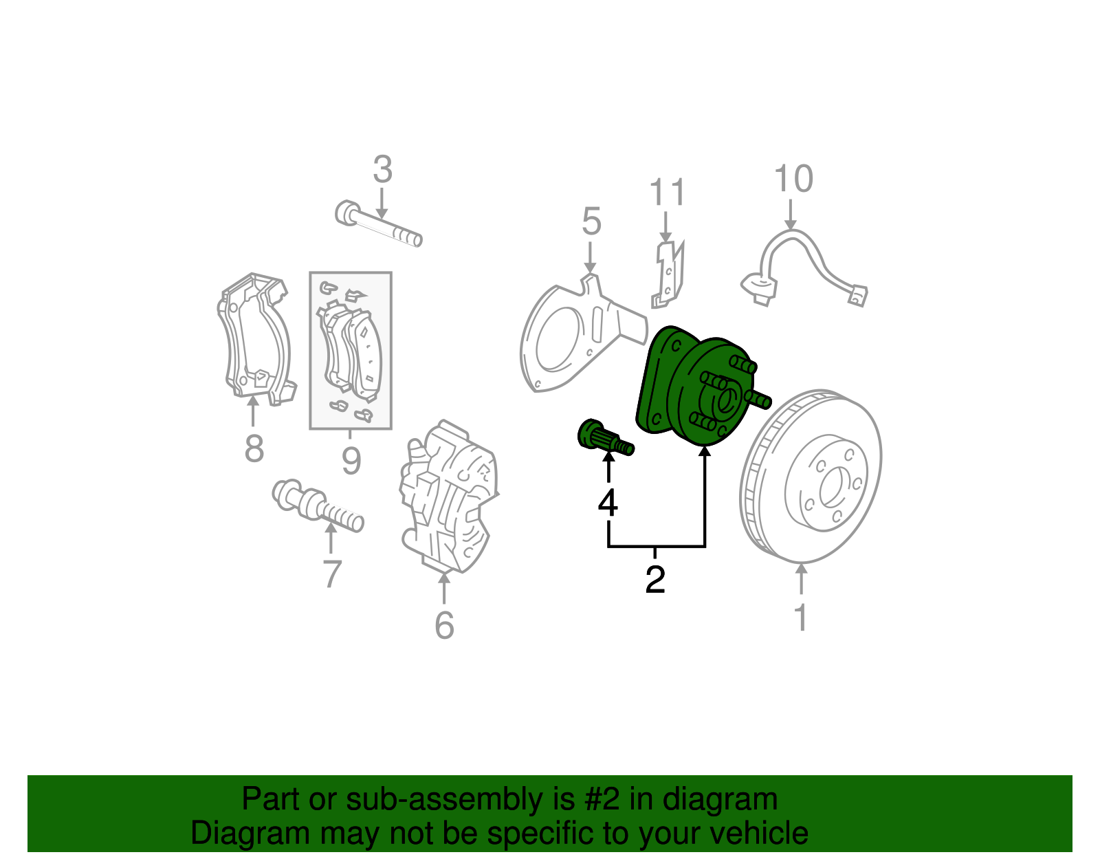 Front Wheel Hub and Bearing Assembly with Wheel Speed Sensor and Wheel Studs - GM (89047684)