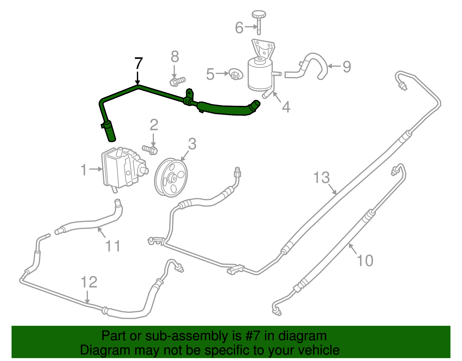 Power Steering Fluid Reservoir Outlet Hose - GM (84401002)
