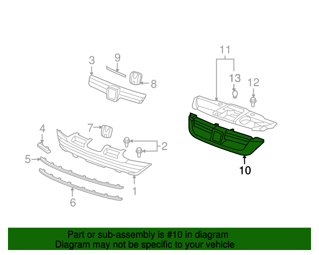 71128SWA003ZA Base, Front Grille (Upper) *B536P* (Royal Blue Pearl