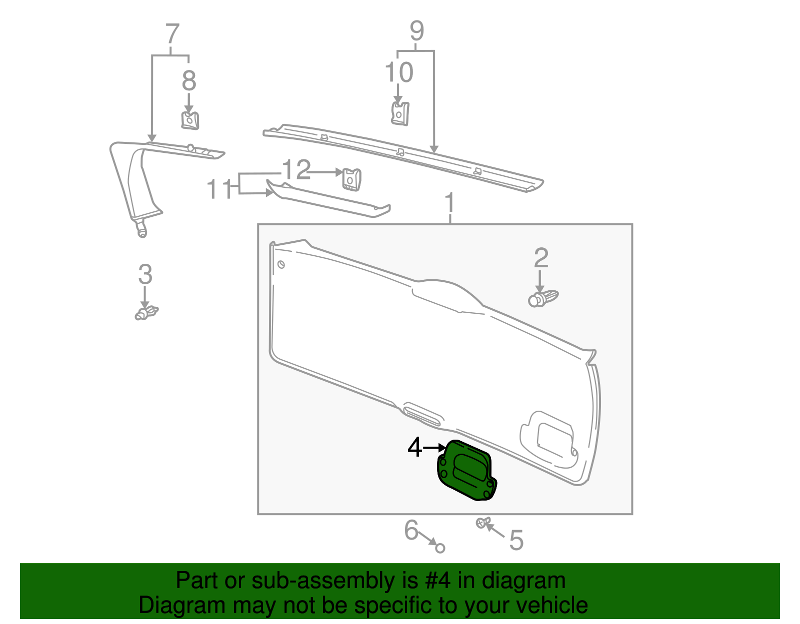 Handle Assembly, L/Gate I/S Pull *Left Oak - GM (90440506)