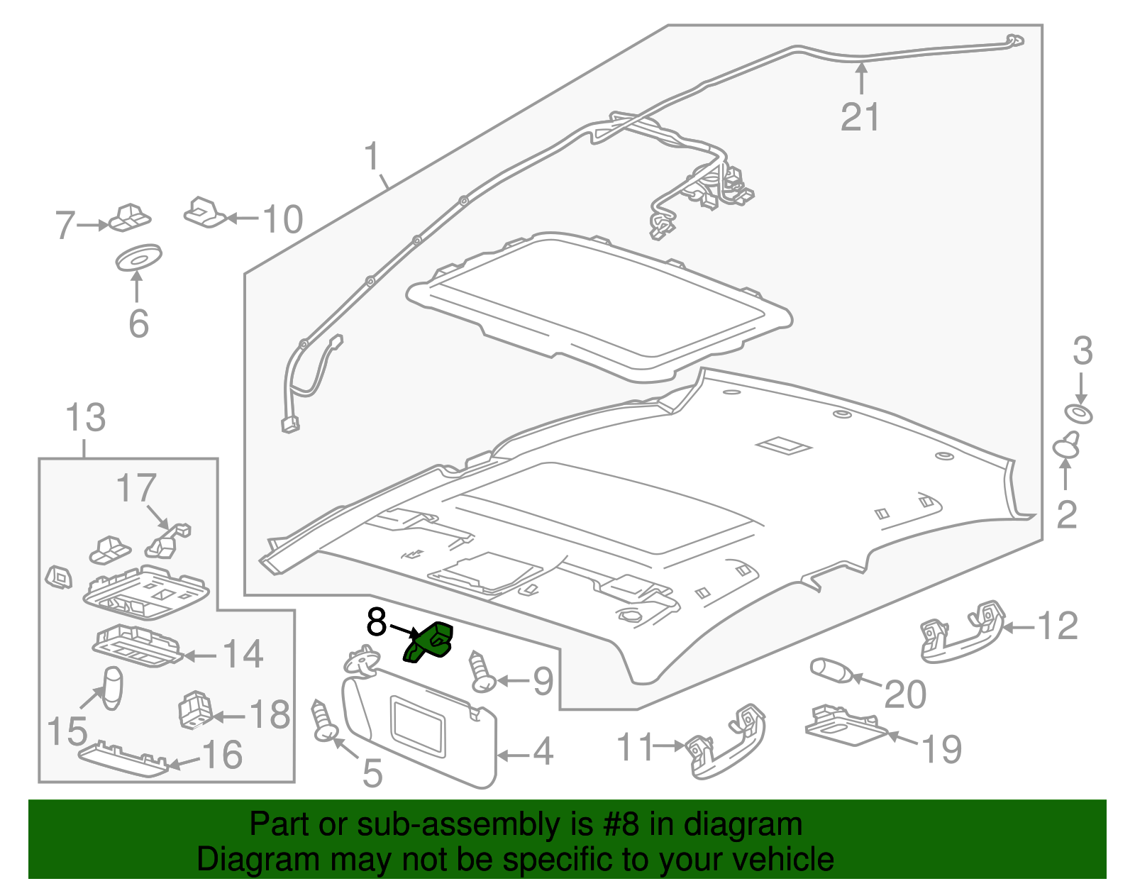 Light Titanium Sun Visor Support - GM (95994975)