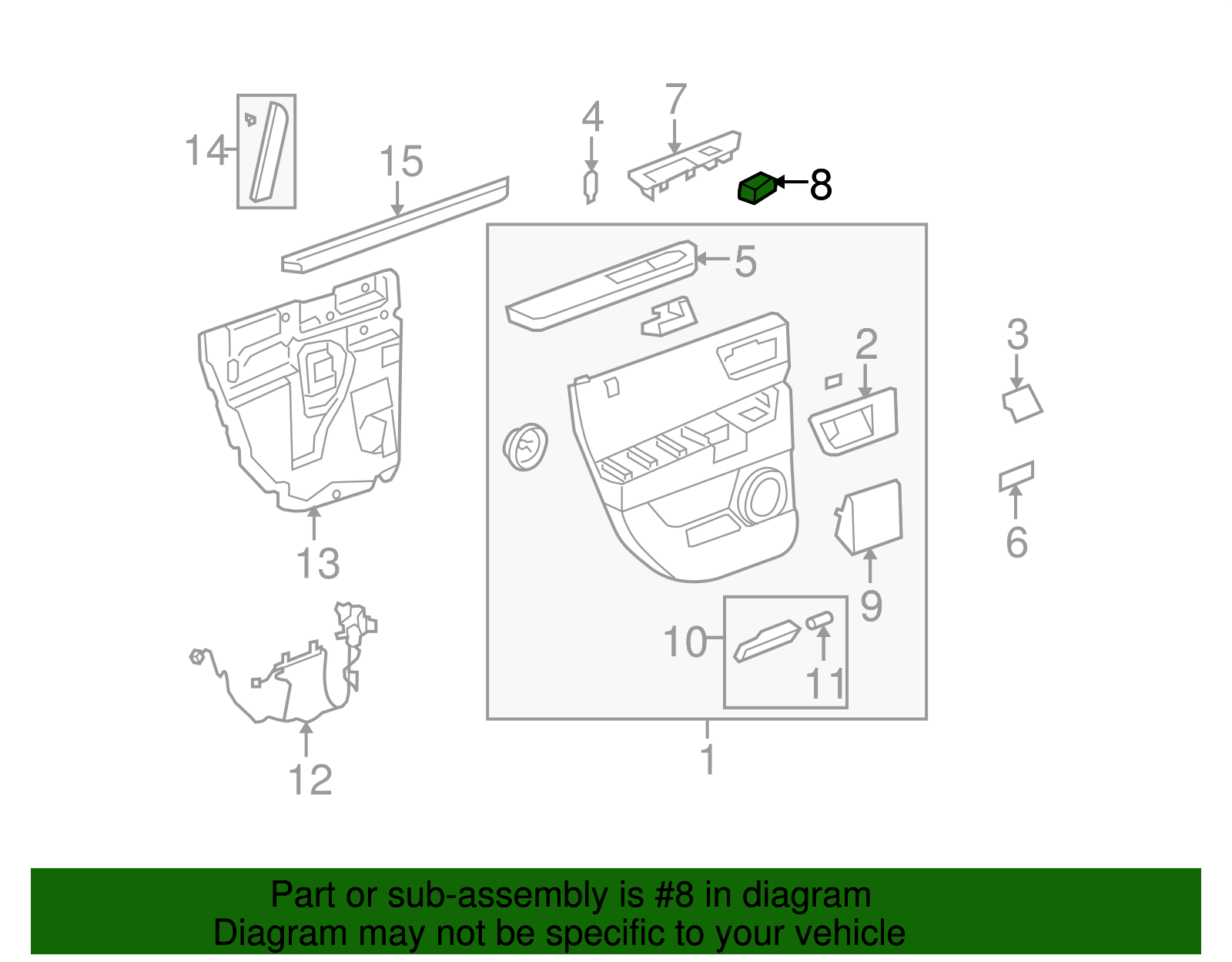 Ebony Rear Side Door Window Switch - GM (20837858)