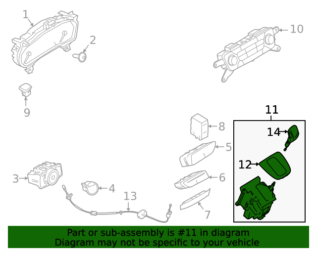 KV6Z7210CB 20192023 Ford Transit Connect Gear Shift Assembly