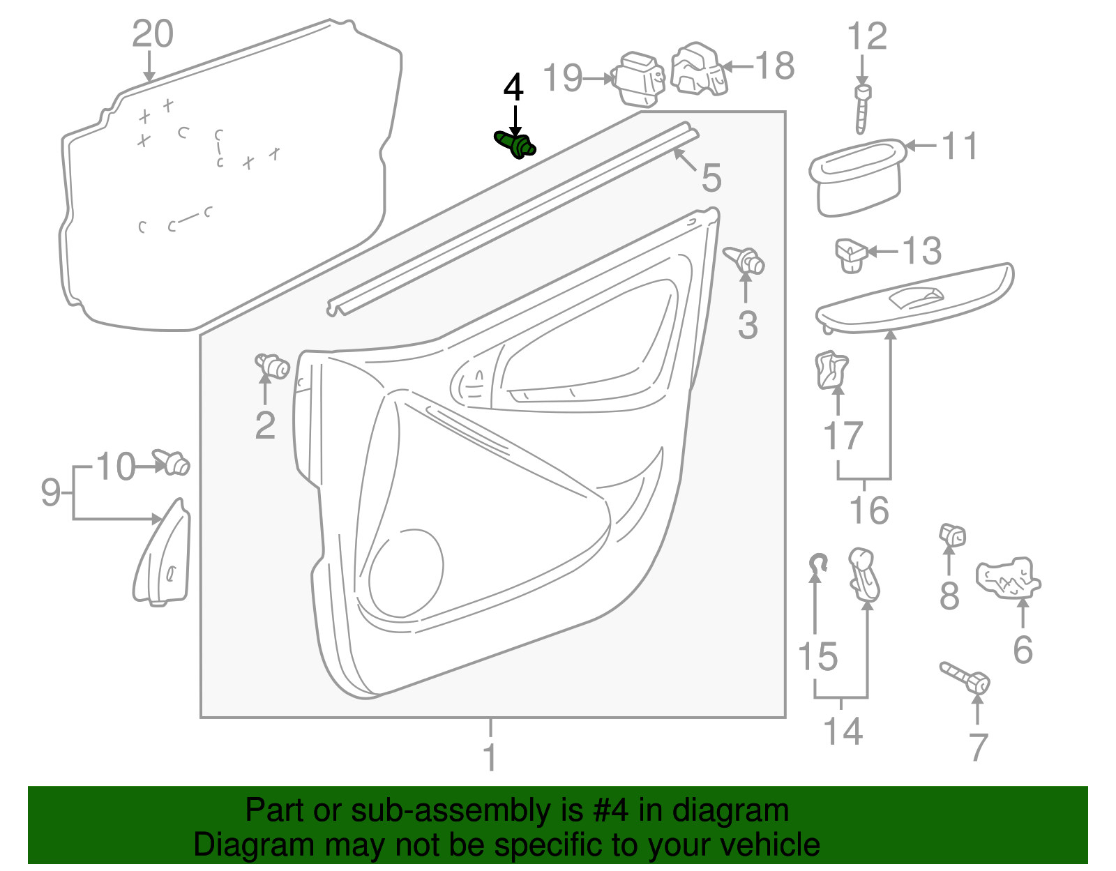 Door Trim Panel Upper Retainer - Scion (90467-07190-B2)