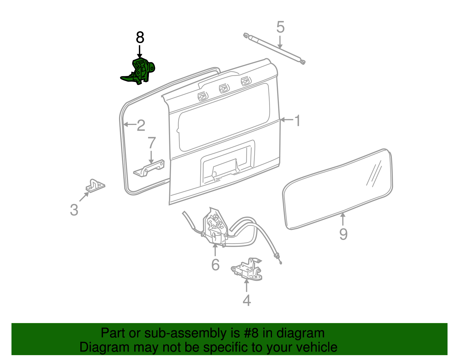 Hinge Assembly, L/Gate - GM (88979799)