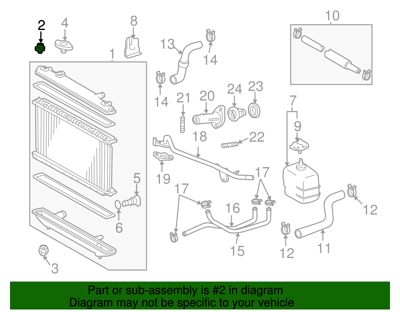 Radiator Assembly Upper Insulator - Toyota (16523-0A020)