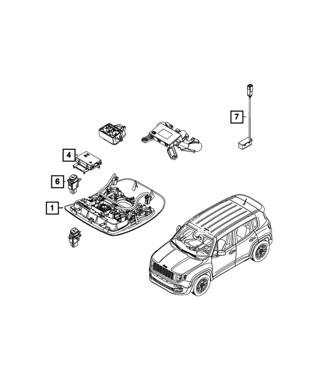 2023 Jeep Renegade Overhead Console 6YM21MS7AA My Mopar Parts