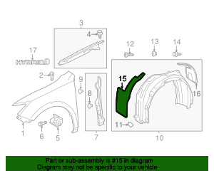 2012-2014 Toyota Camry Fender Liner 53876-06120 Toyota Parts Express