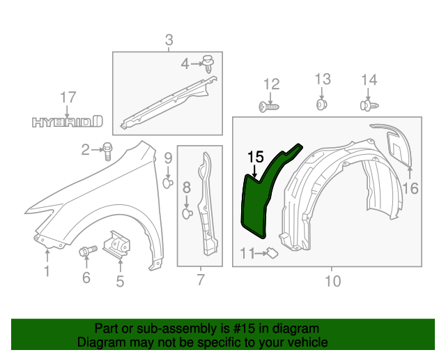 20122014 Toyota Camry Fender Splash Shield 5380506040 Toyota Parts Center