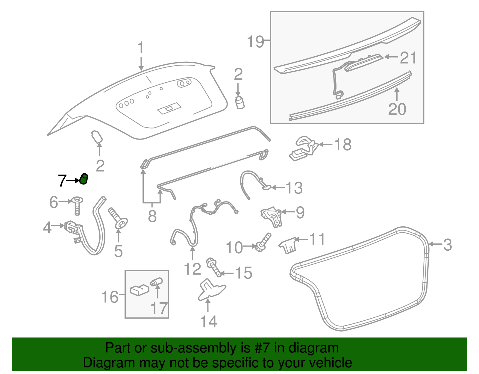 Deck Lid Hinge Bumper - GM (95476239)