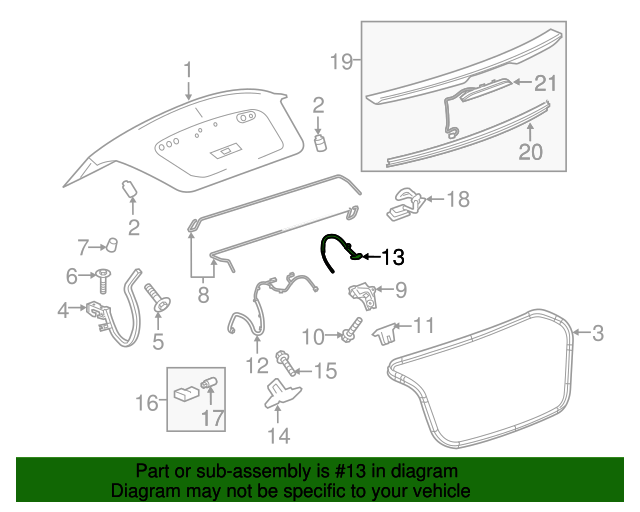 20112020 GM Interior Deck Lid Release Lever 95930495
