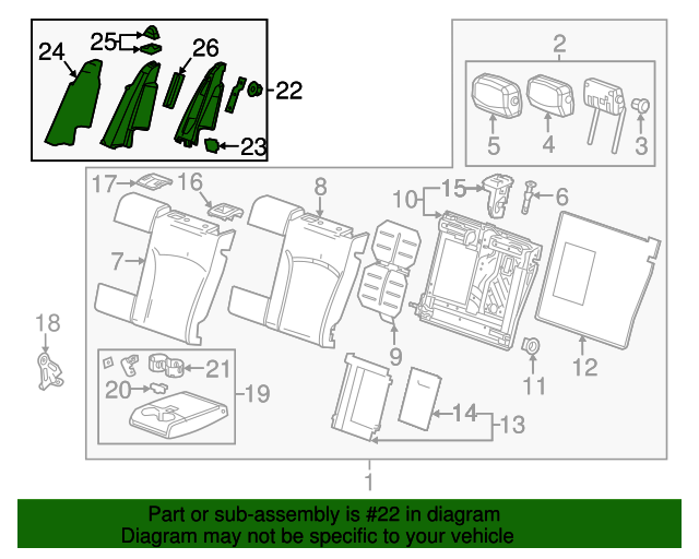23167500 GM Very Light Platinum Rear Driver Side Seat Back Bolster GM