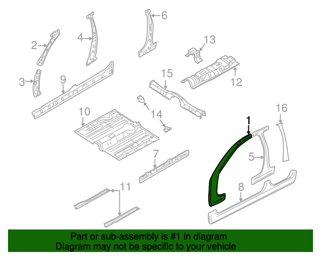0K3YA71270A Body APillar 20032005 Kia Rio Kia.Parts Store