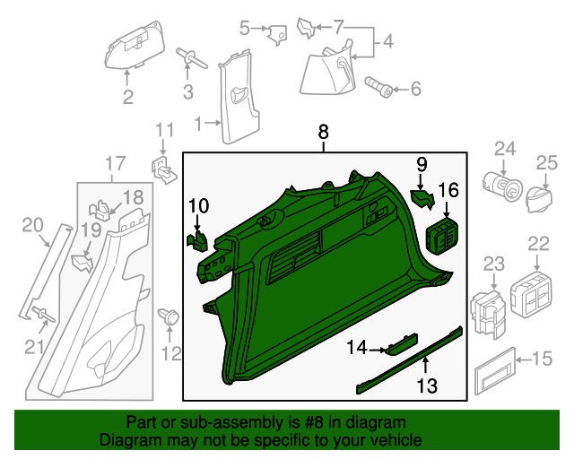 7P6867038FEOB Quarter Trim Assembly 20112017 Volkswagen