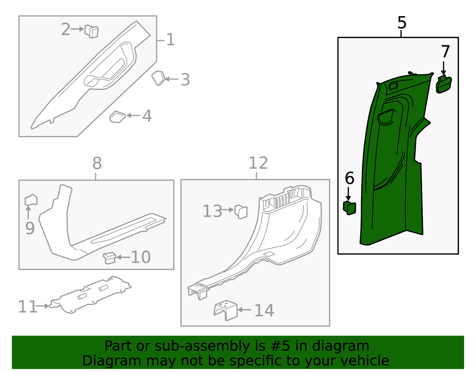 Very Dark Atmosphere Passenger Side Body Lock Pillar Trim Panel - GM (84449389)