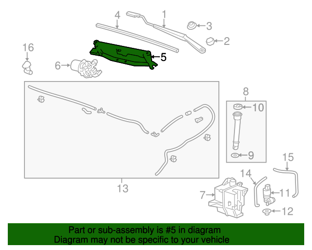 20122020 Chevrolet Sonic Windshield Wiper Motor Transmission (Linkage