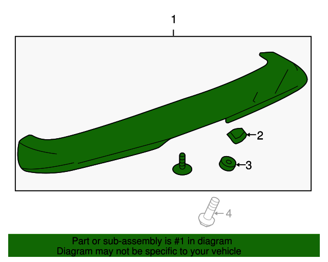 20823736 Primed Rear Spoiler Assembly with Clips, Nuts, Bolts, and Stud