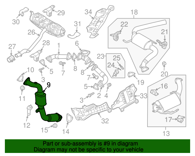 2009 Audi Q7 Catalytic Converter 7L8254300GX Audi Parts