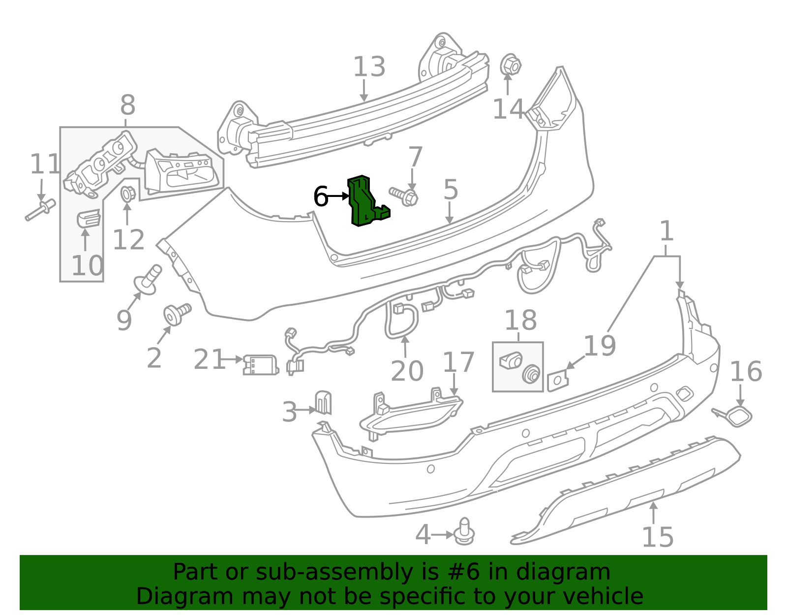 Passenger Side Rear Bumper Fascia Bracket - GM (95245218)
