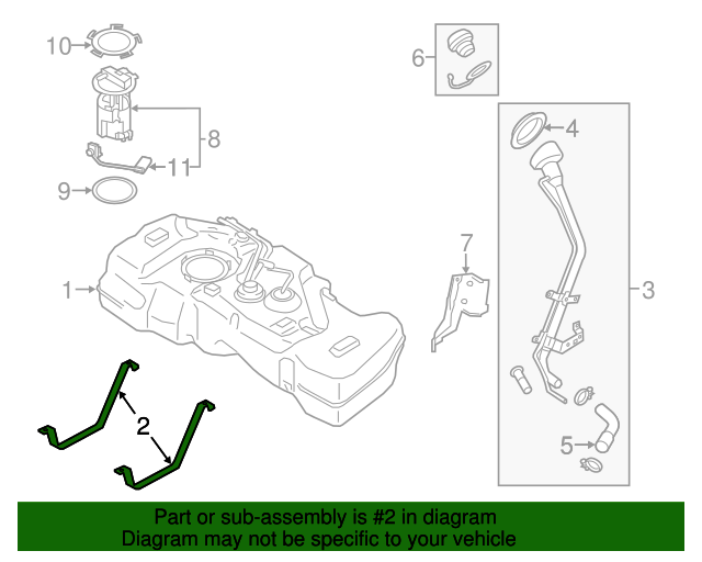 20072016 Nissan Band Assembly Fuel Tank Mounting 17406EL00A QuirkParts