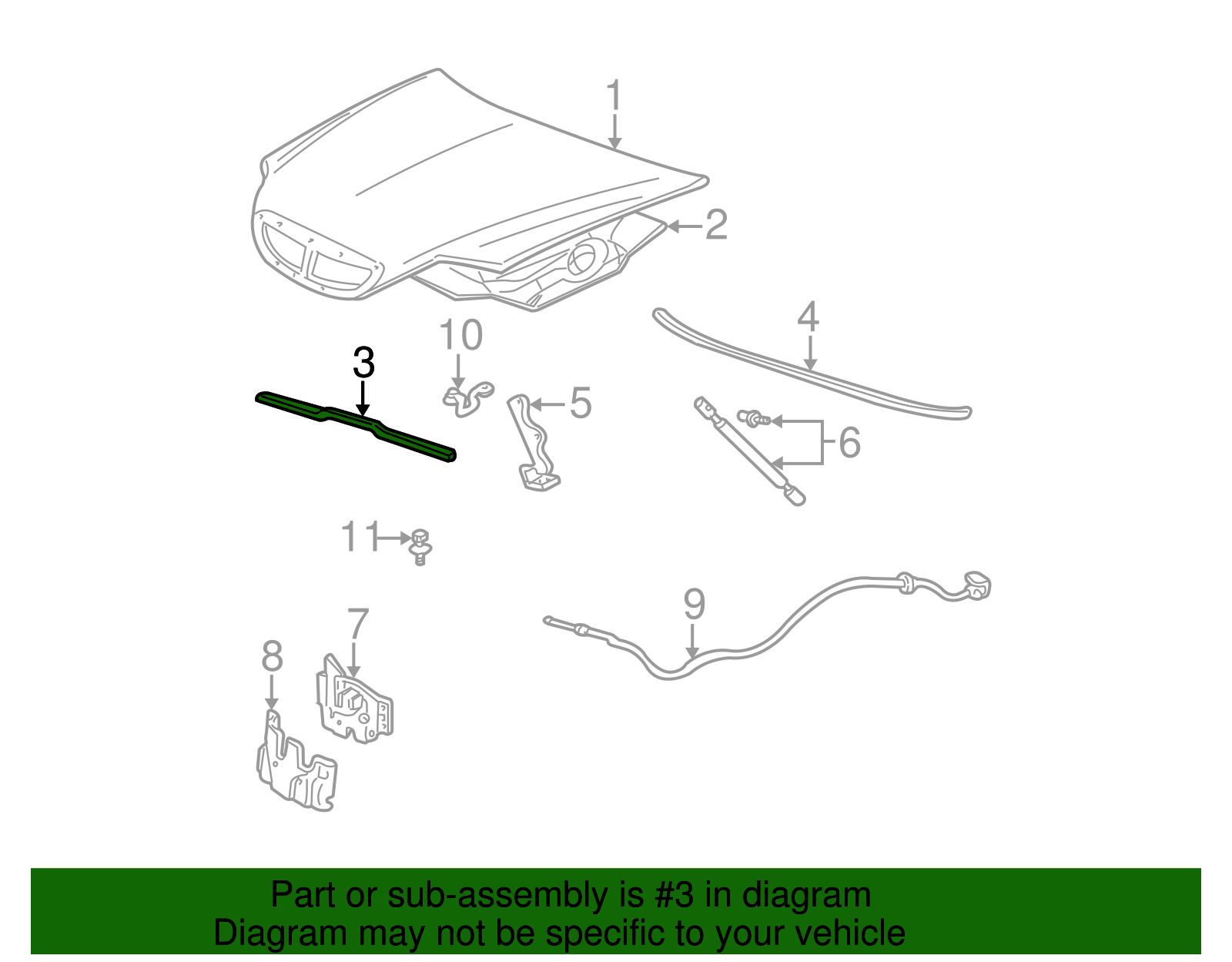 Hood Seal - Ford (YF1Z-16A238-AA)
