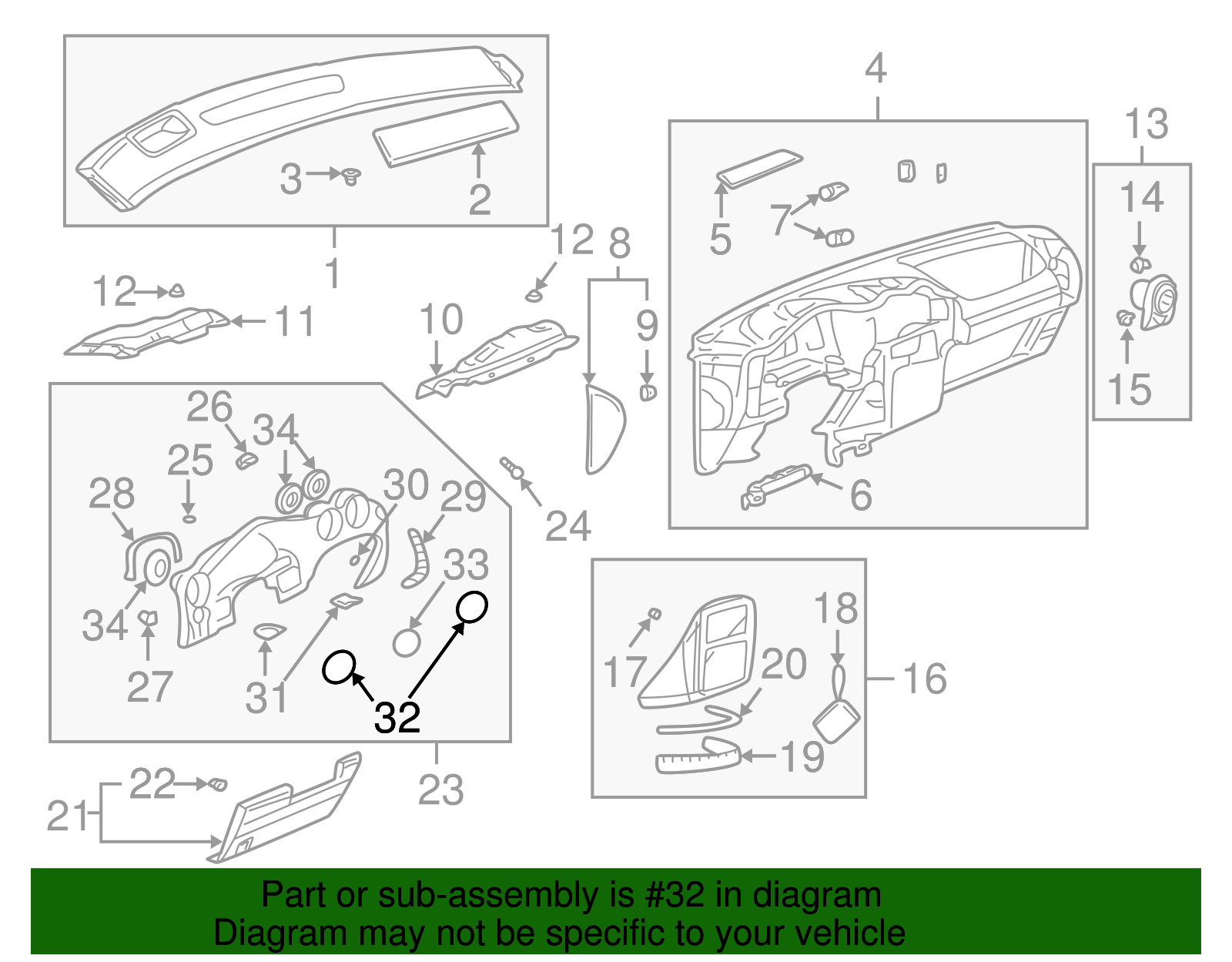 Center Instrument Panel Air Outlet Deflector - GM (15116572)
