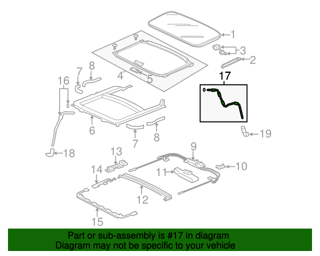 70060T0A000 Tube Rear Drain (Sunroof) 20122016 Honda CRV Genuine Honda Parts
