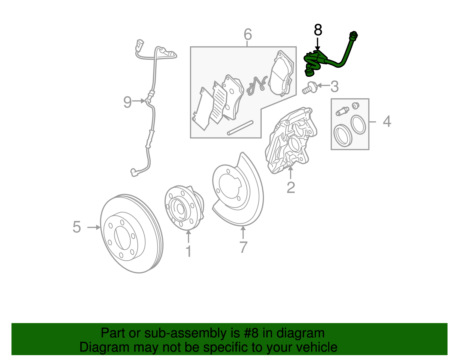 Front Driver Side Hydraulic Brake Hose - GM (22824124)