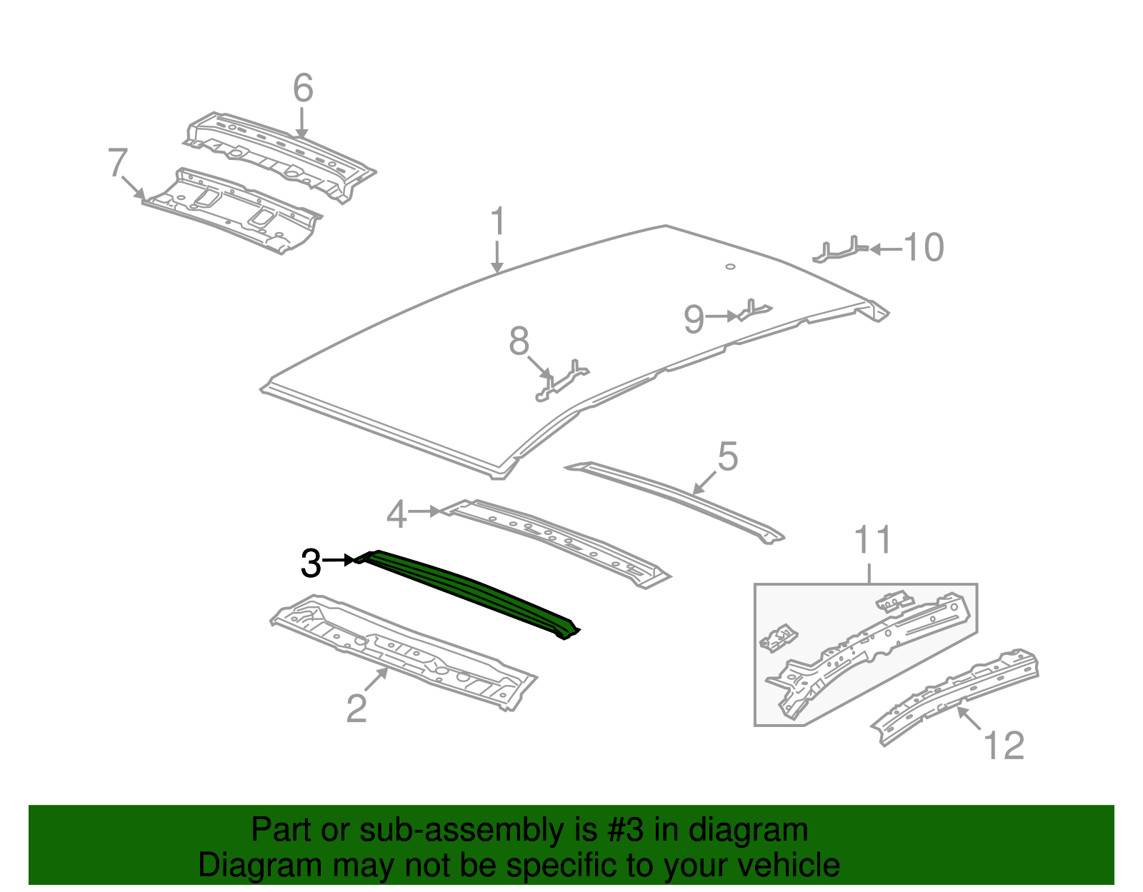 Roof Panel Front Reinforcement - GM (96464382)