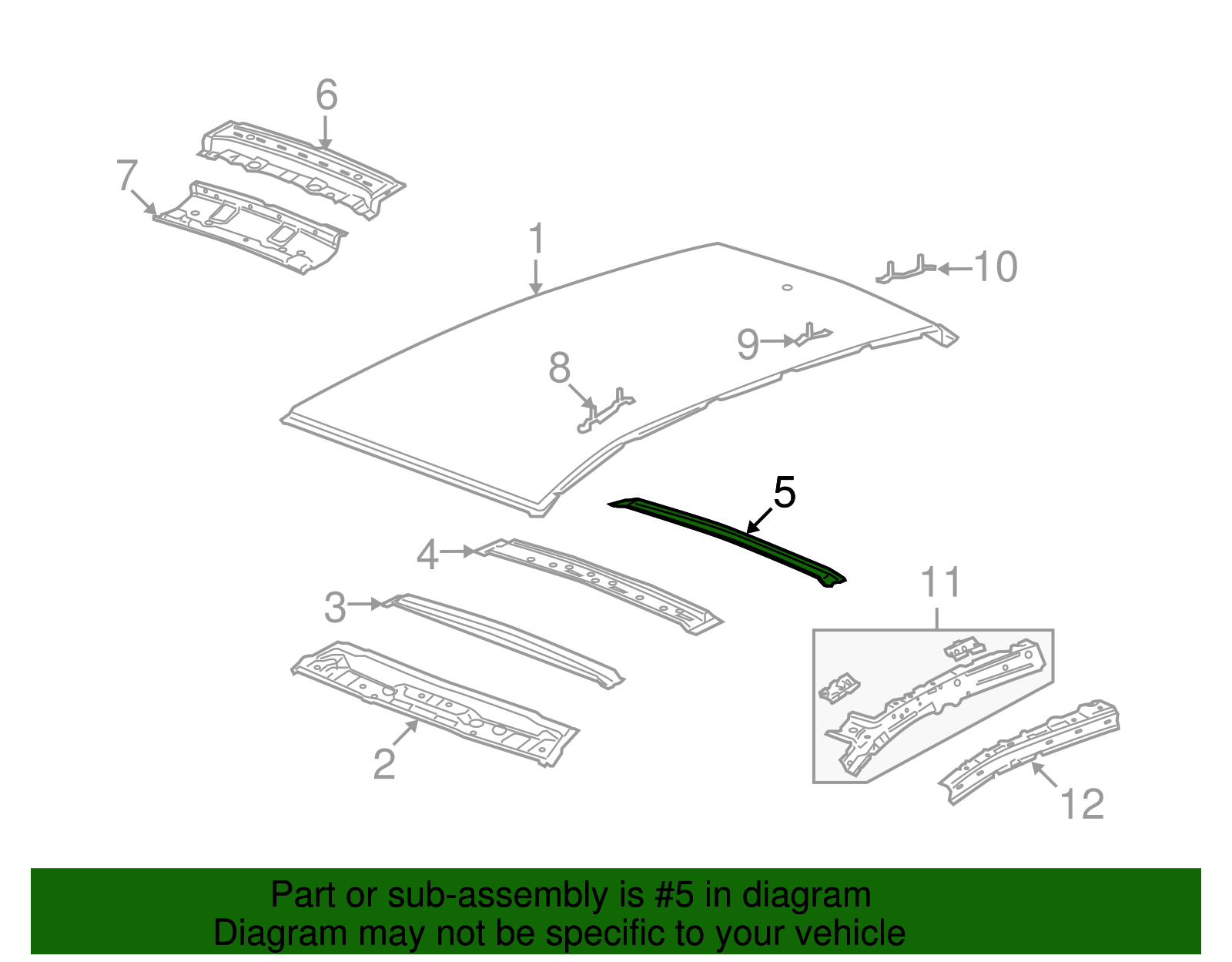Number 3 Roof Panel Bow - GM (96464281)