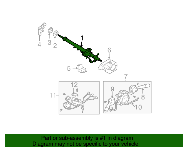 20002002 Subaru Outback Steering Column 34500AE05A Subaru Parts Plus